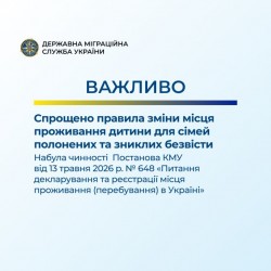 30 травня 2026 року набрала чинності постанова Кабінету Міністрів України від 13 травня 2026 року № 648 «Питання декларування та реєстрації місця проживання (перебування) в Україні»