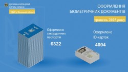 Інфографіка щодо кількості оформлених документів УДМС у Вінницькій області за ТРАВЕНЬ 2025 року